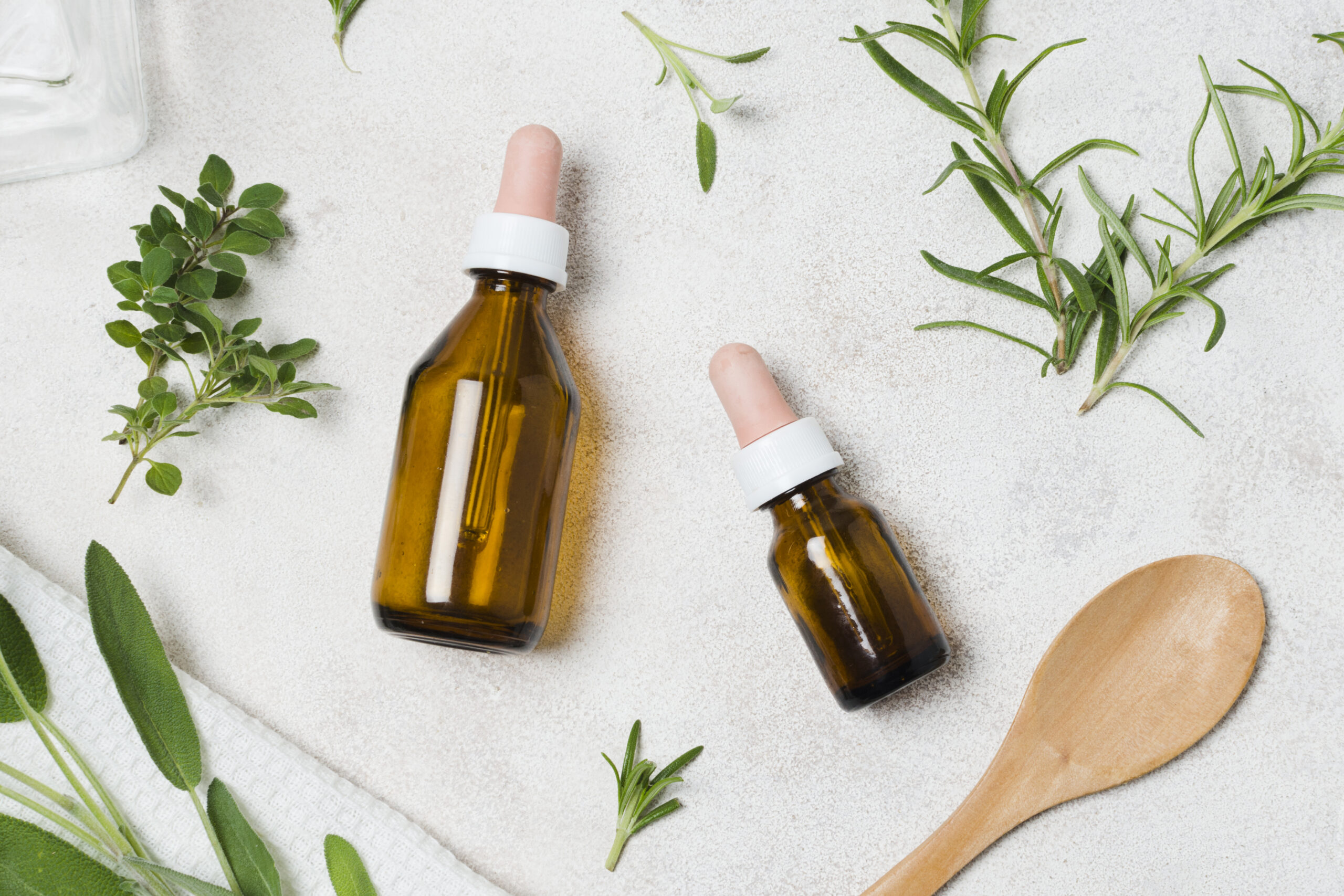 Botellas pequeñas de medicina natural